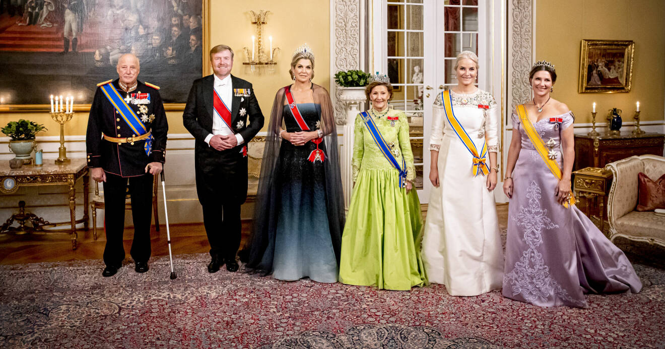 Kung Harald, kung Willhelm-Alexander, drottning Máxima, drottning Sonja, kronprinsessan Mette-Marit och prinsessan Märtha Louise