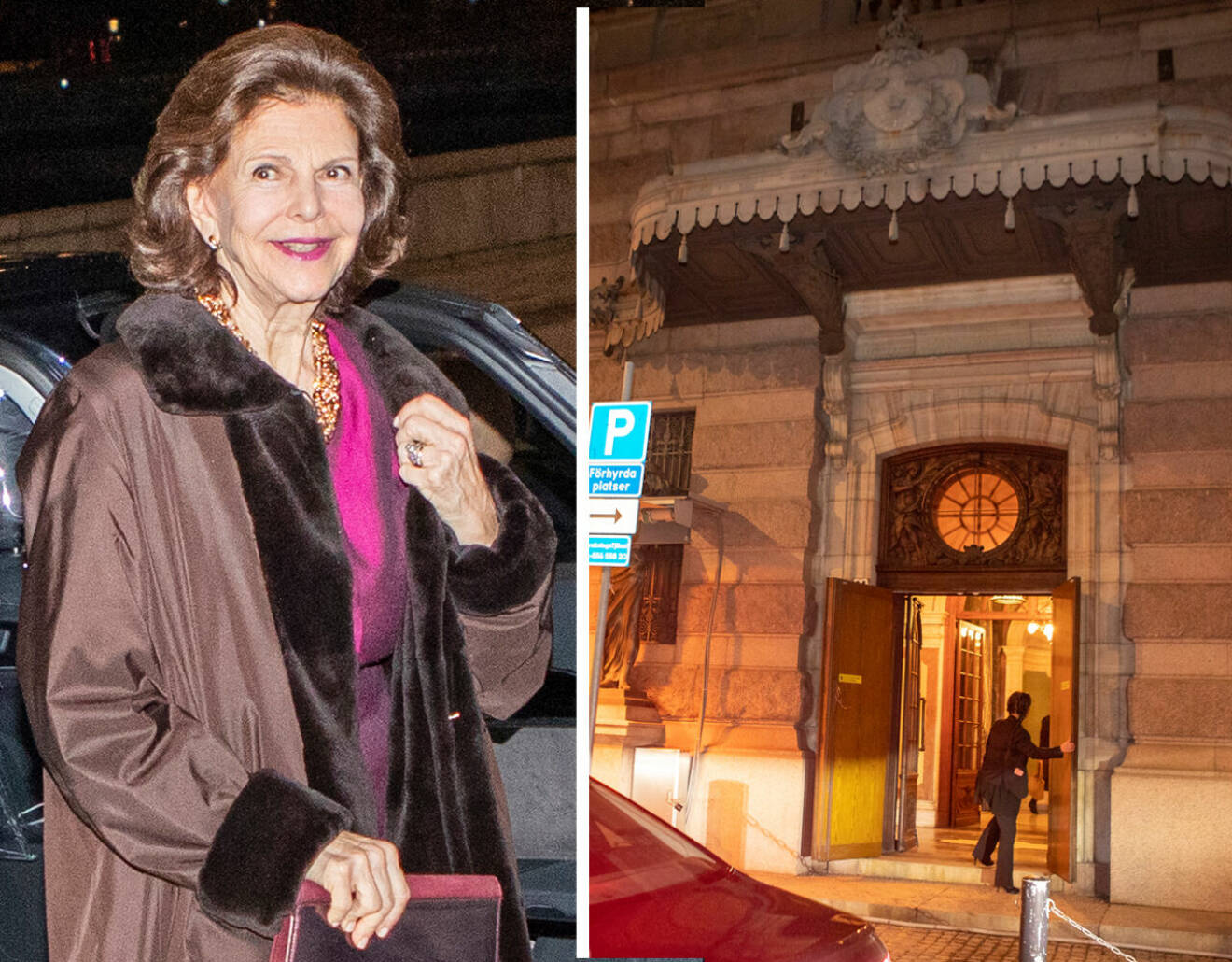 Drottning Silvia anländer till Kungliga Operan