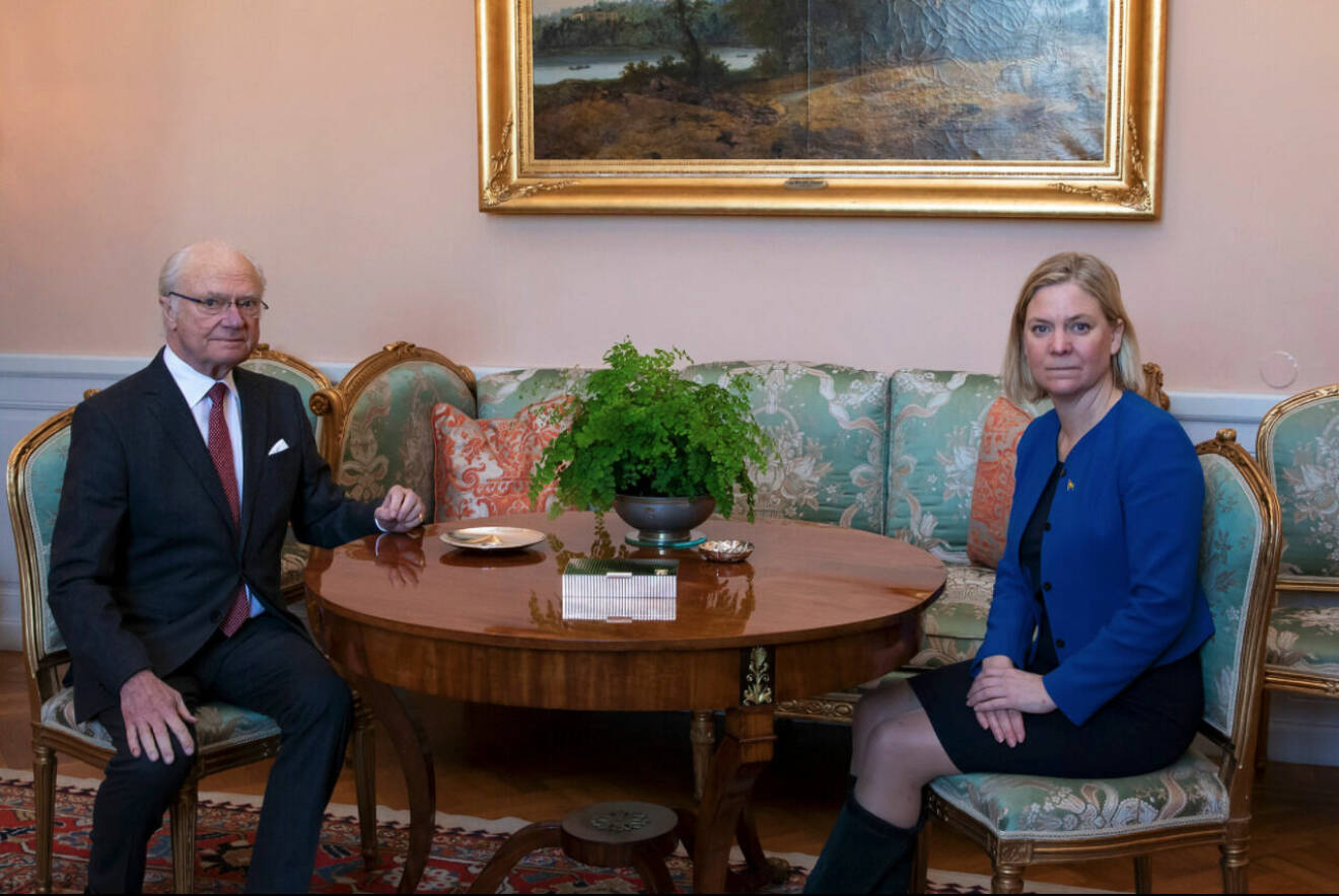 Kungen med statsminister Magdalena Andersson på Kungliga slottet