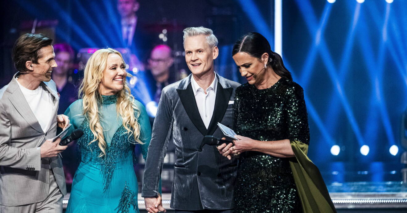 Let's Dance 2022. David Lindgren och Petra Mede tillsammans med Malin Watson och Henrik Fexeus