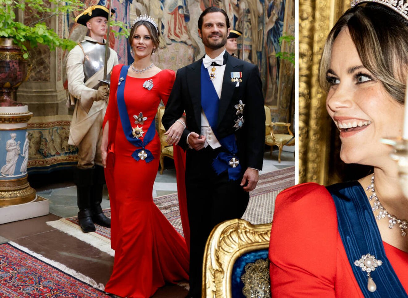 Prinsessan Sofia i en röd aftonklänning från Zetterberg Couture
