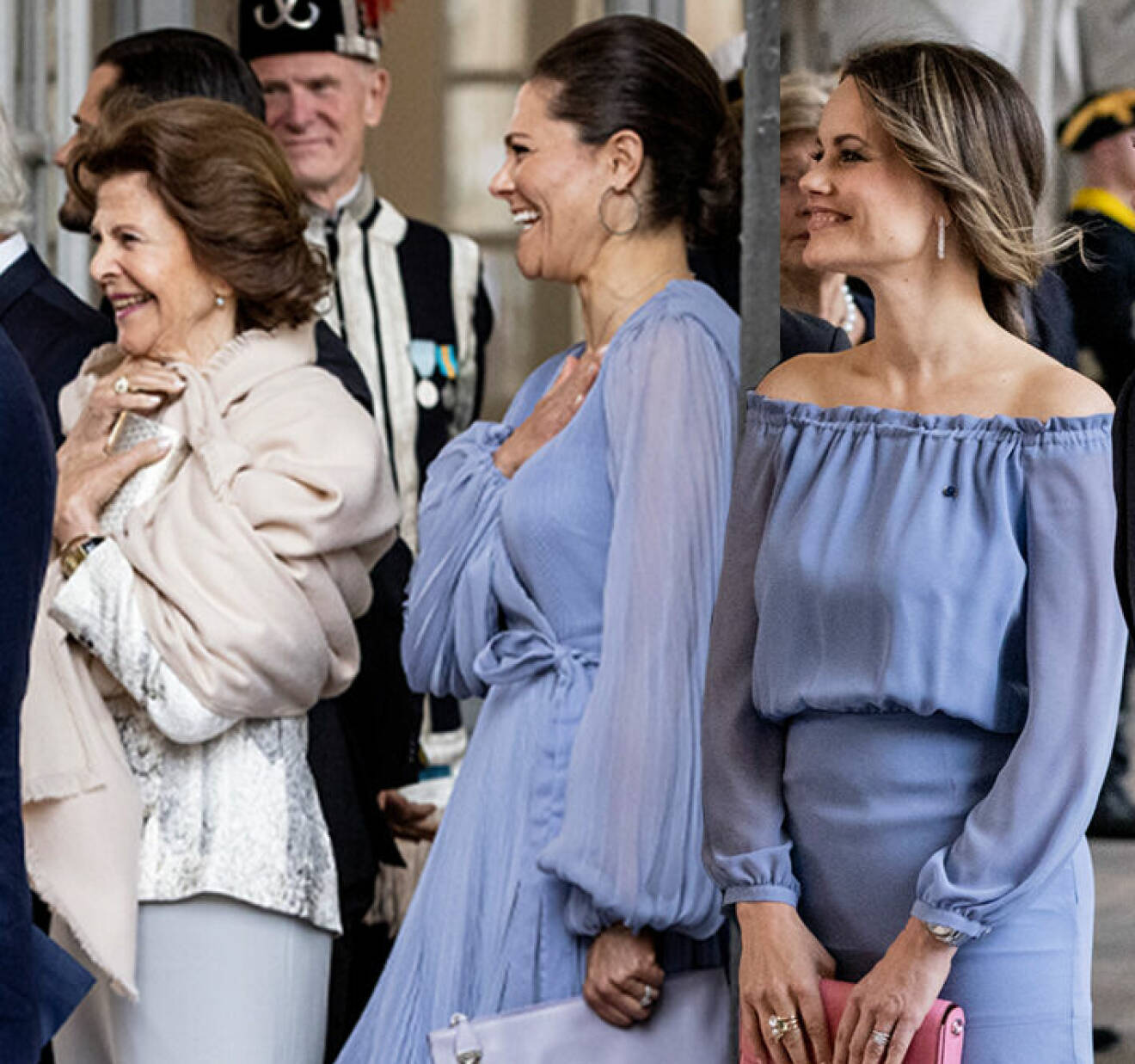 Kronprinsessan Victoria och prinsessan Sofia i lila klänningar