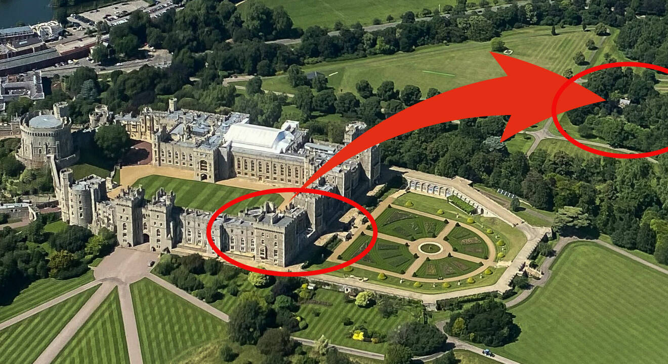 Windsor Castle, med drottning Elizabeths privata våning och Kates och Williams nya hus