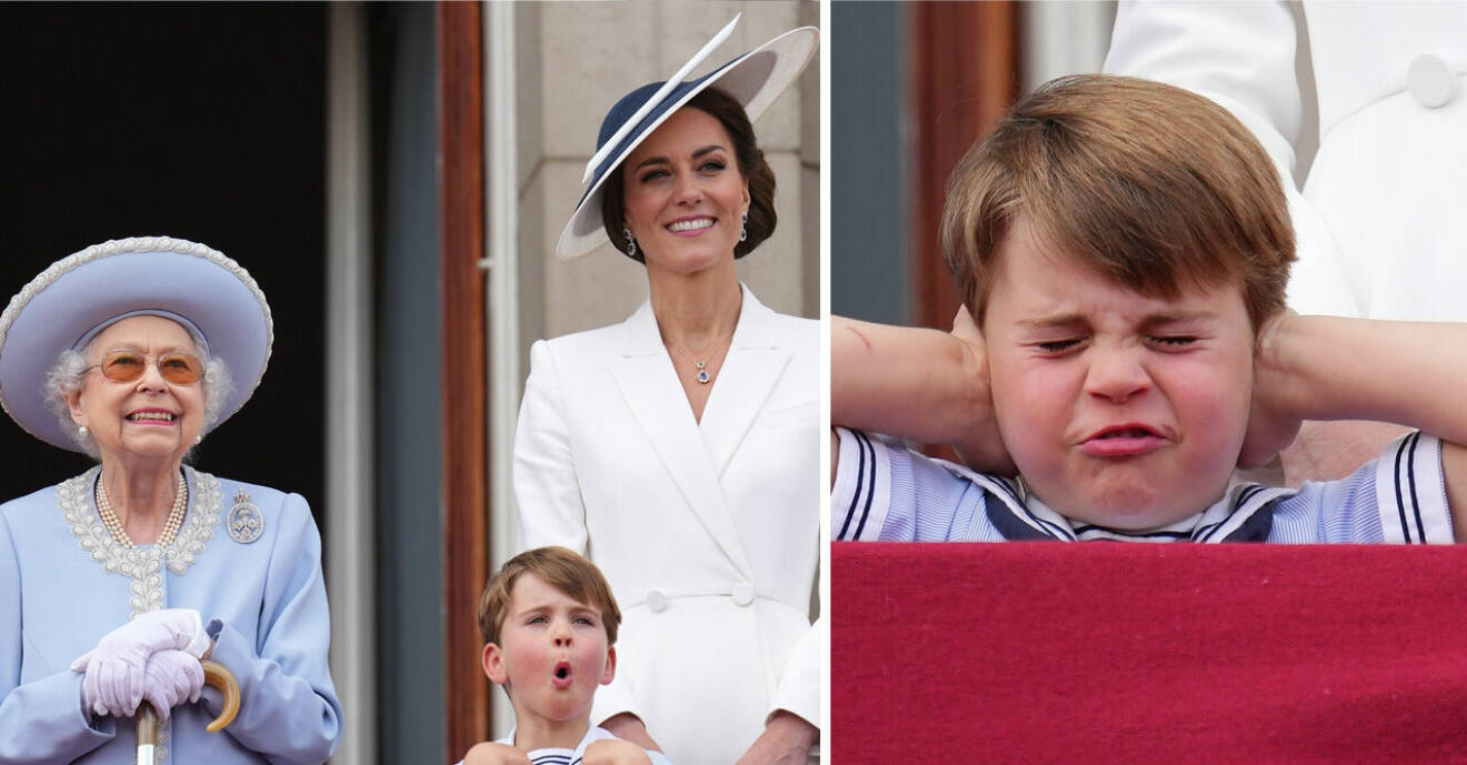 Drottningen Elizabeth, prins Louis och Kate Middleton