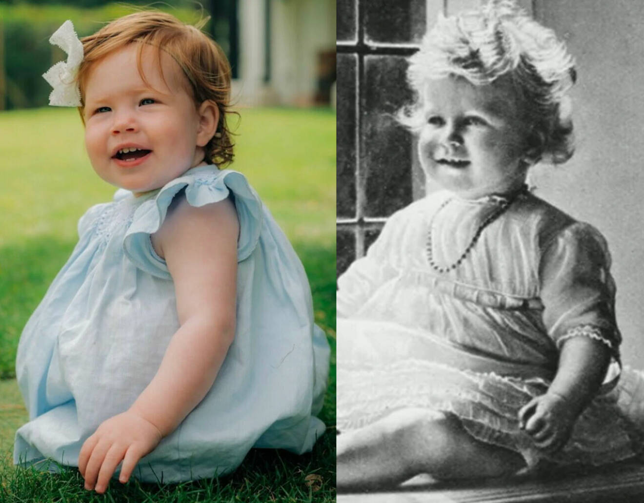 Lilibet Diana Mountbatten-Windsor och drottning Elizabeth i samma ålder