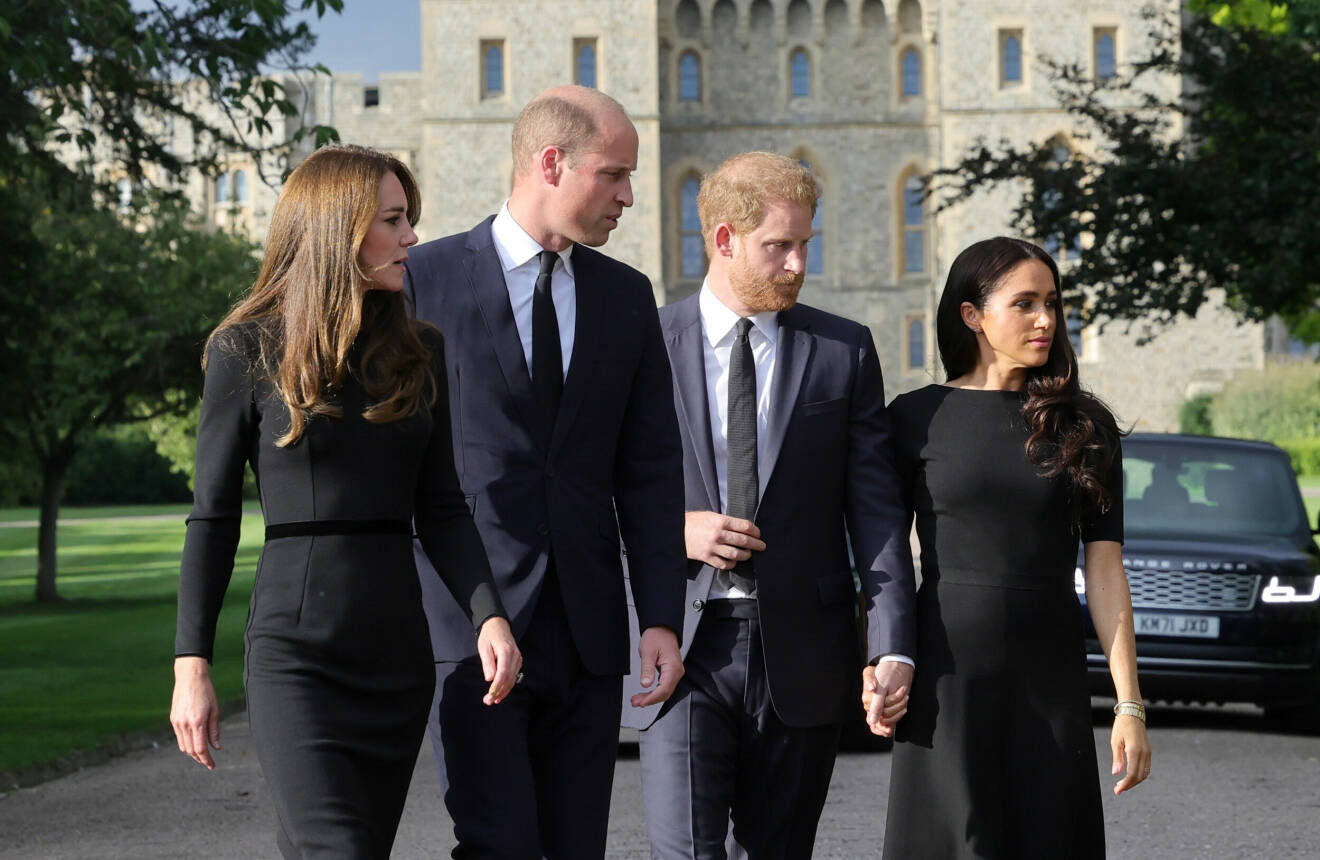 Prinsessan Kate, prins WIlliam, prins Harry och Meghan Markle