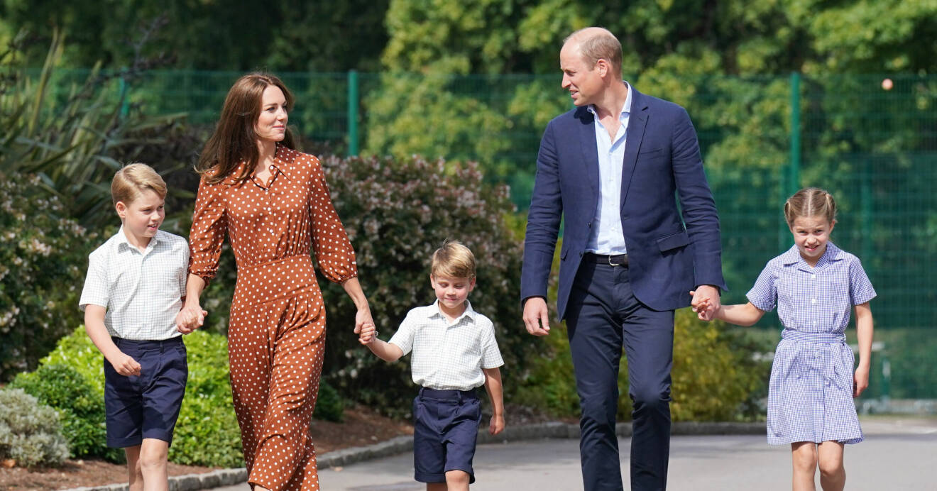 Prins George, hertiginnan Kate, prins Louis, prins William och prinsessan Charlotte