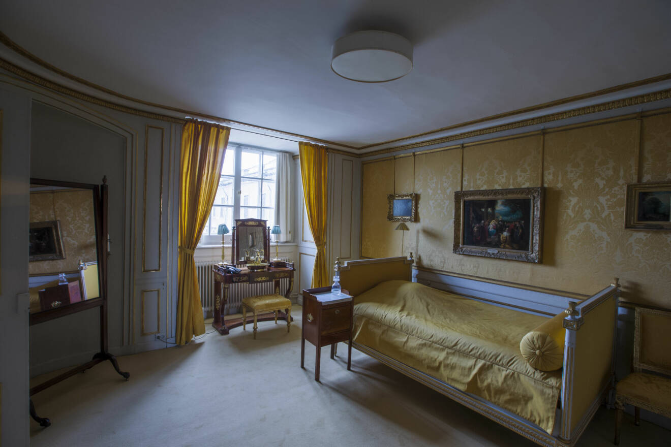 Ett av sovrummen i gästvåningen på Stockholms slott