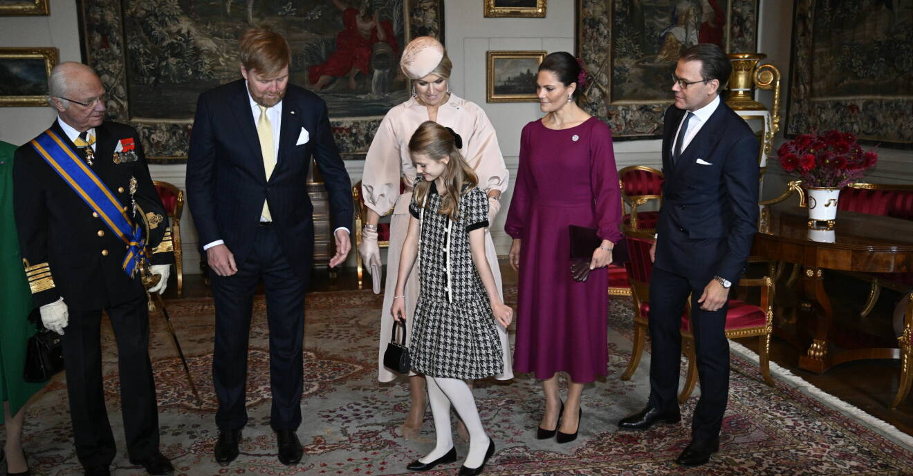 Kungen, Willem-Alexander, drottning Máxima, kronprinsessan Victoria, prins Daniel och prinsessan Estelle