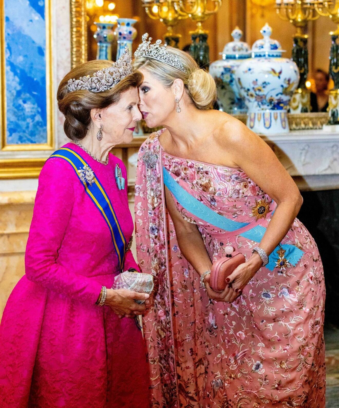 Statsbesök från Nederländerna – galamiddag: Drottning Silvia och drottning Máxima