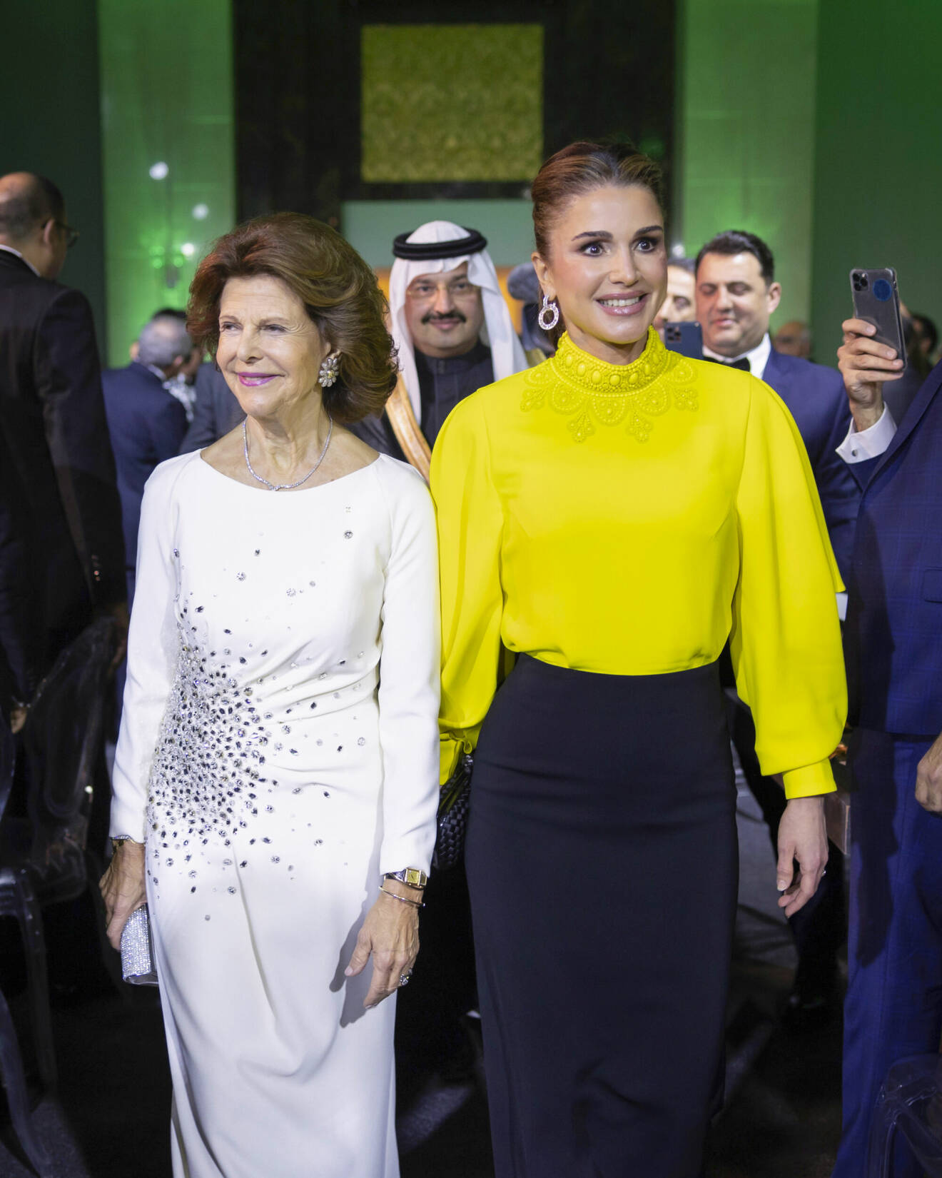 Drottning Rania och drottning Silvia på galamiddag i Amman för Mentor Arabia