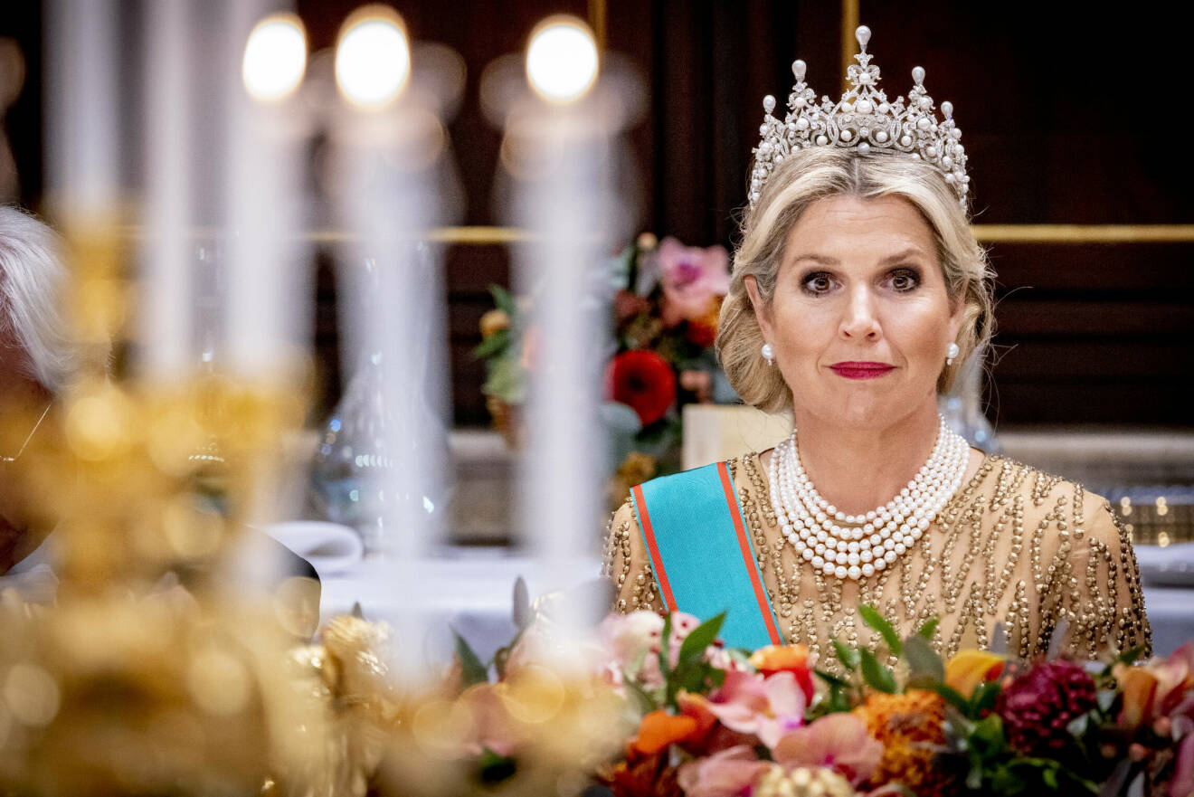 Drottning Máxima i tiara –galamiddag för Italiens president