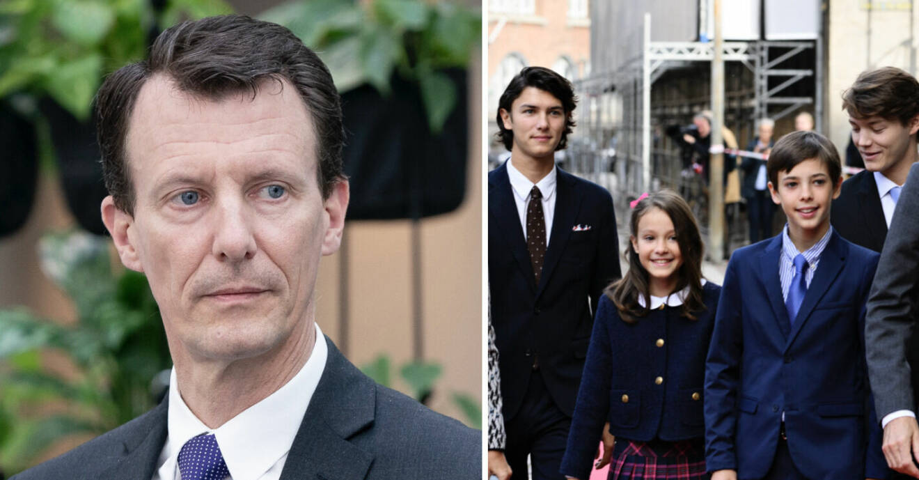 Prins Joachim och barnen prins Nikolai, 23, prins Felix, 20, prinsessan Athena, 10, och prins Henrik junior, 13.