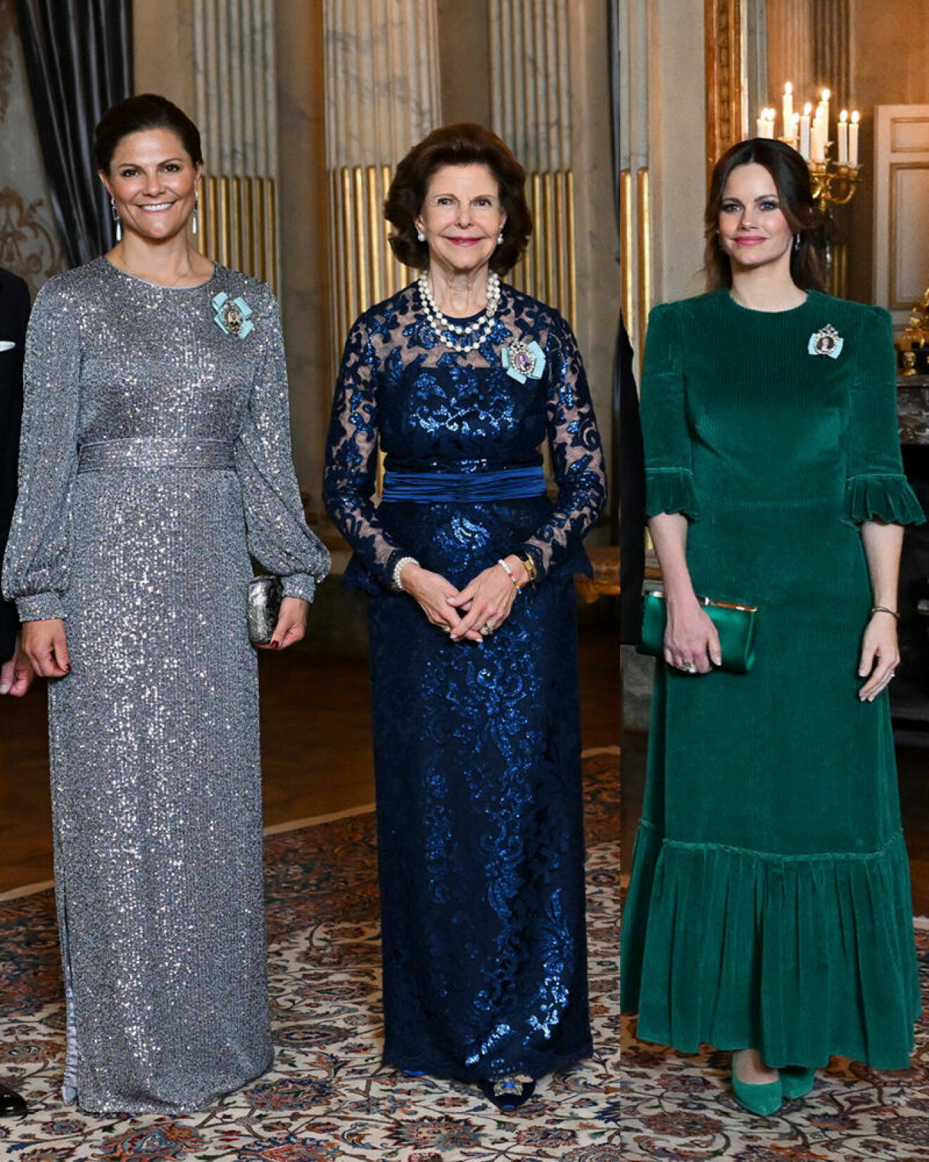 Kronprinsessan Victoria, drottning Silva och prinsessan Sofia på riksdagssupén 2022