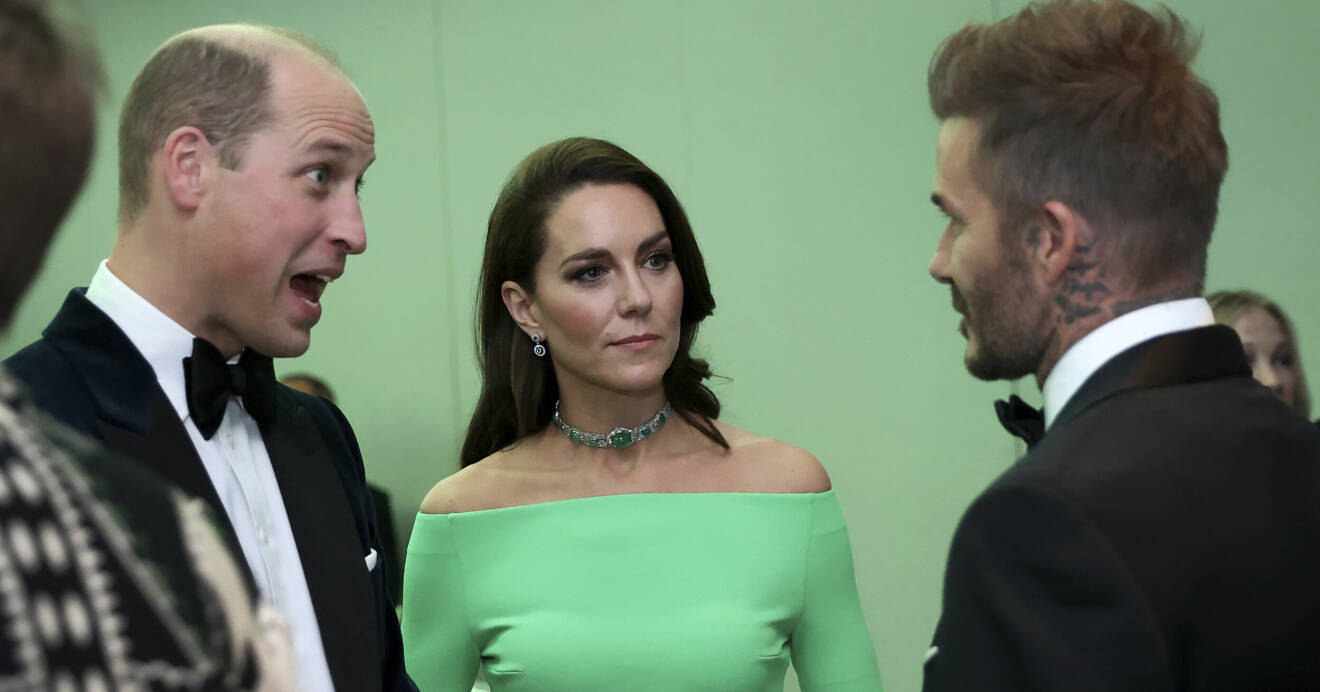 Prinsessan Kate och prins William möter David Beckham på Earthshot Prize i Boston.