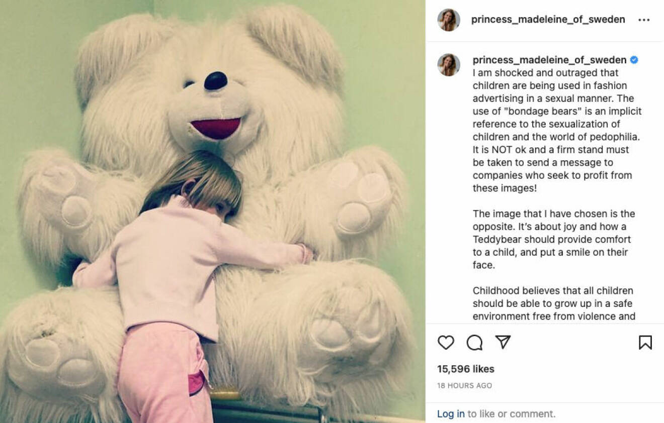 Prinsessan Madeleines inlägg om Balenciaga på Instagram