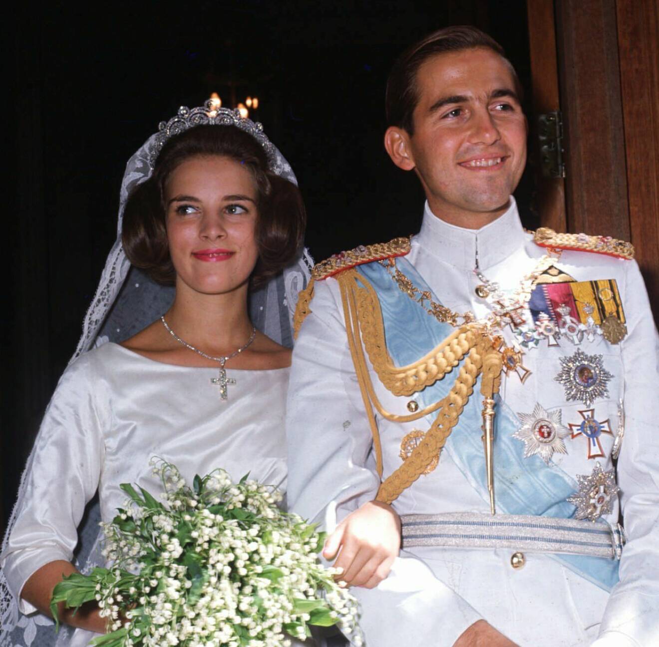 Bröllopsfotot på kung Konstantin och drottning Anne-Marie, nygifta 1964
