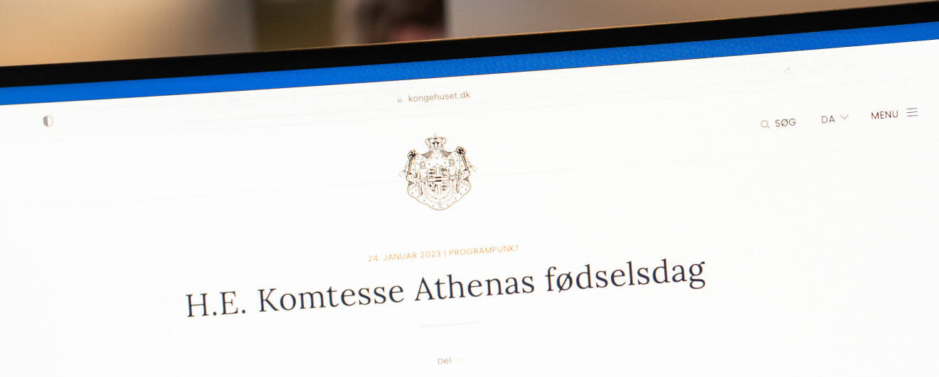 Athenas nya titel komtesse på danska hovets hemsida