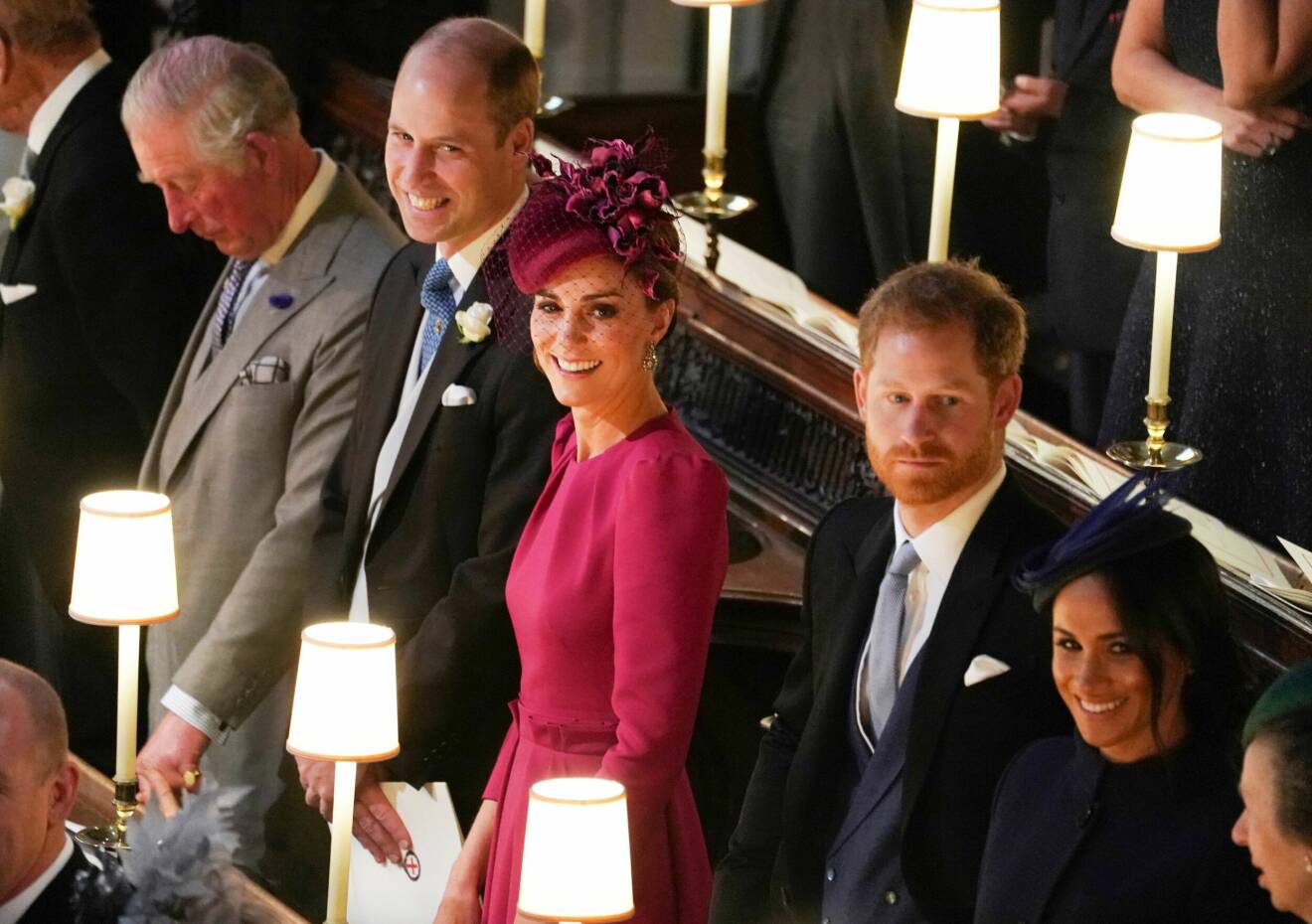 Kung Charles, prins William, prinsessan Kate, prins Harry och Meghan Markle