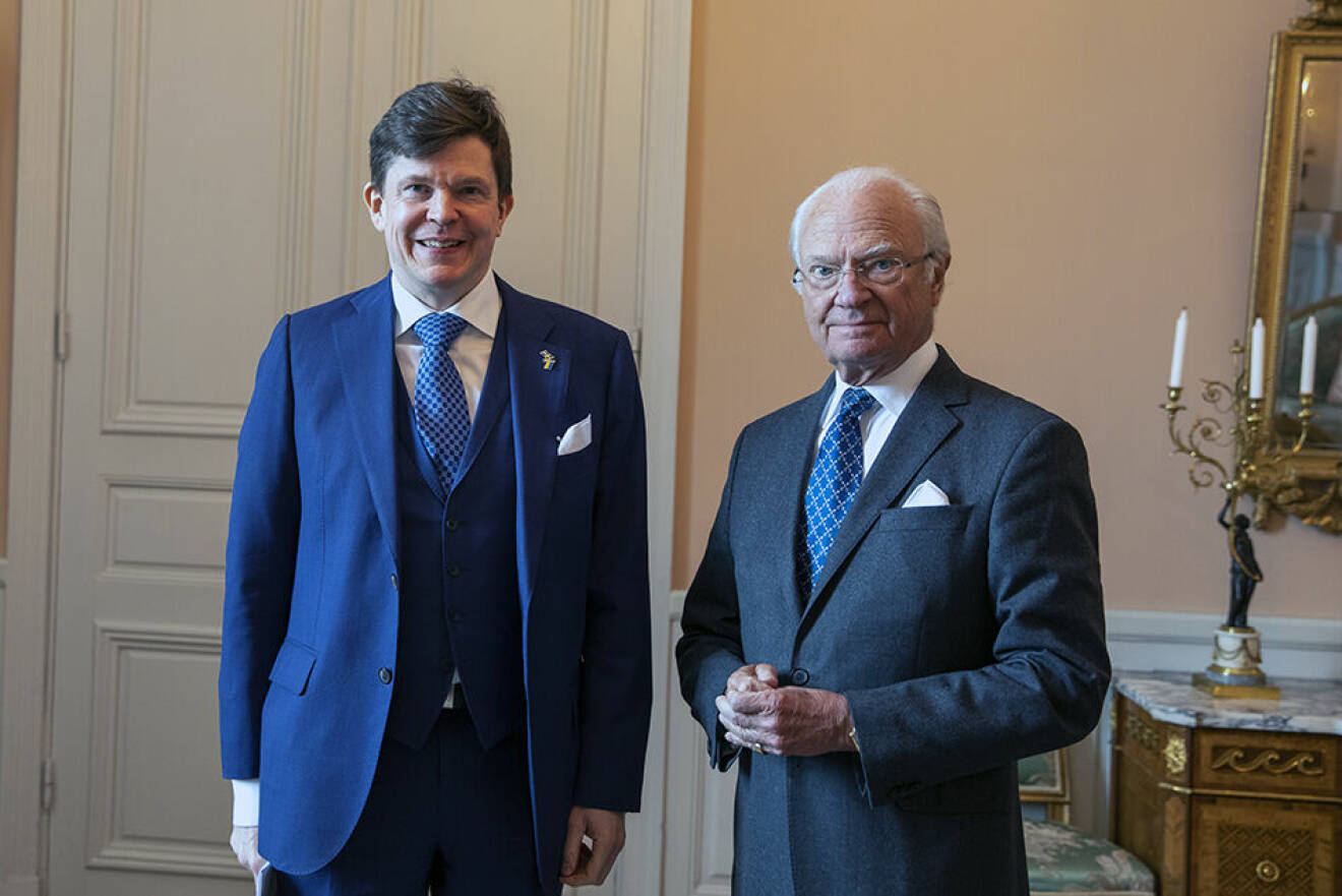 Kungen med talmannen Andreas Norlén på Stockholms slott 2023