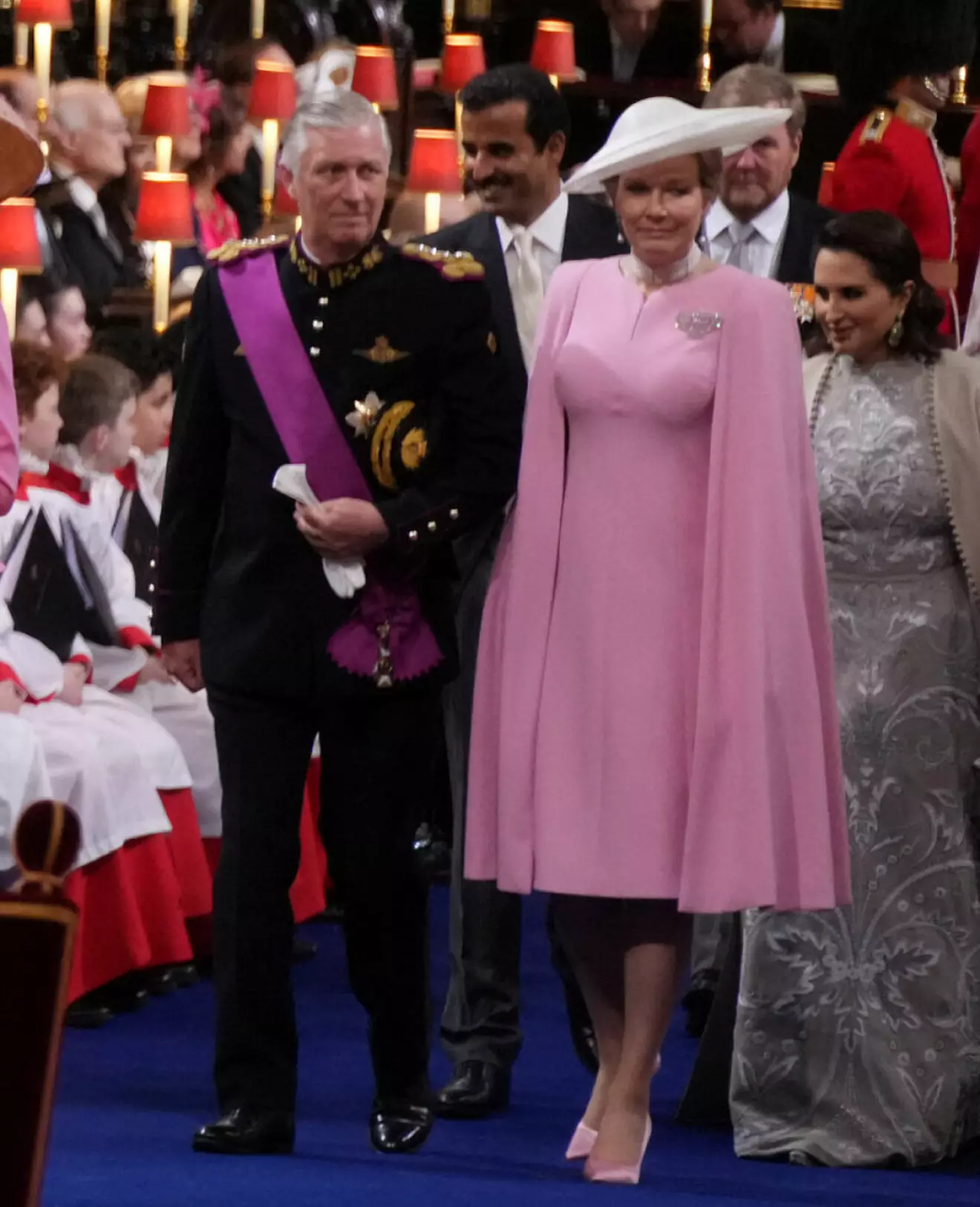 Kung Philippe och drottning Mathilde på kung Charles och drottning Camillas kröning