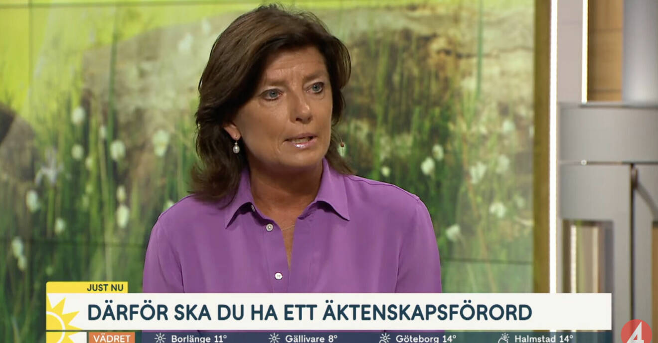 Caroline Törnquist pratar om äktenskapsförord i Nyhetsmorgon