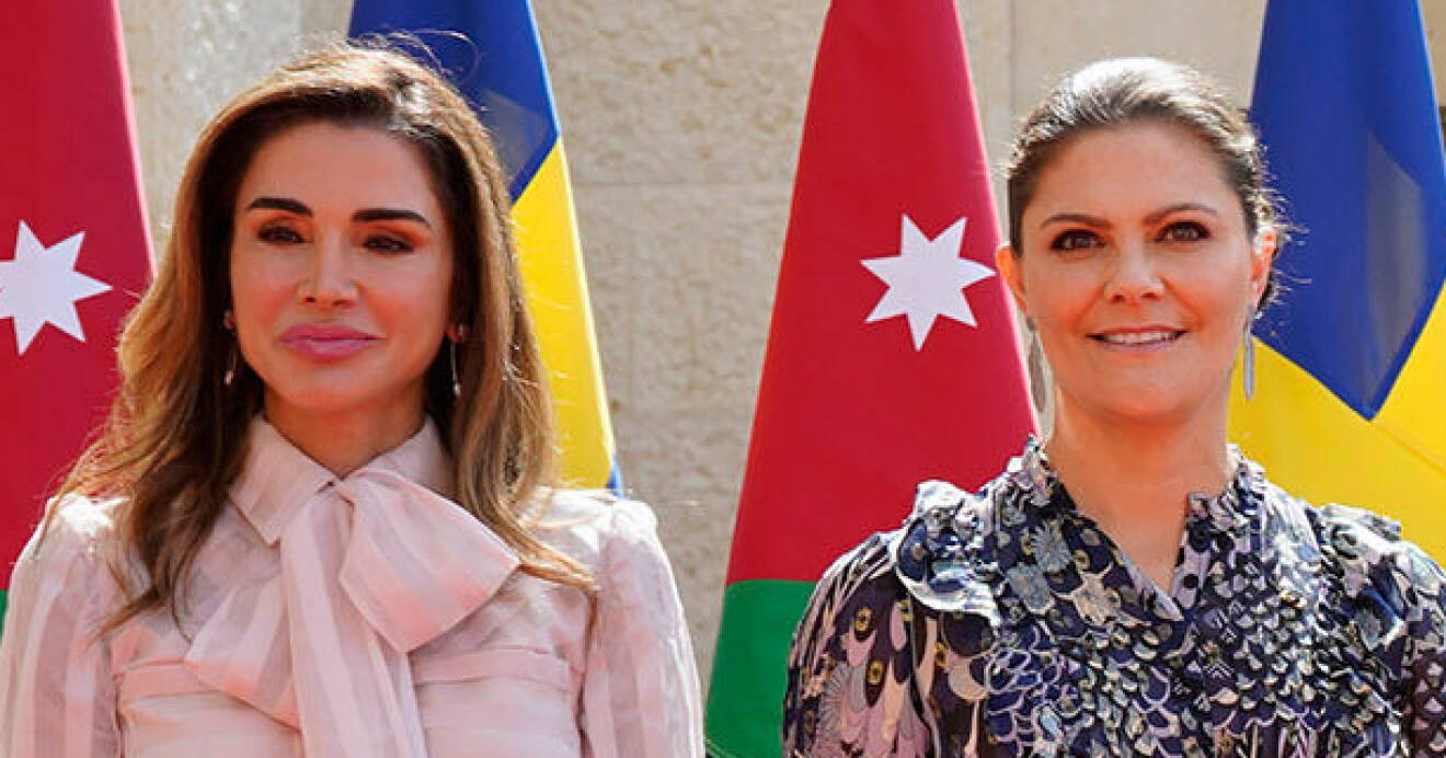 Drottning Rania och kronprinsessan Victoria under kronprinsessparet statsbesök i Jordanien