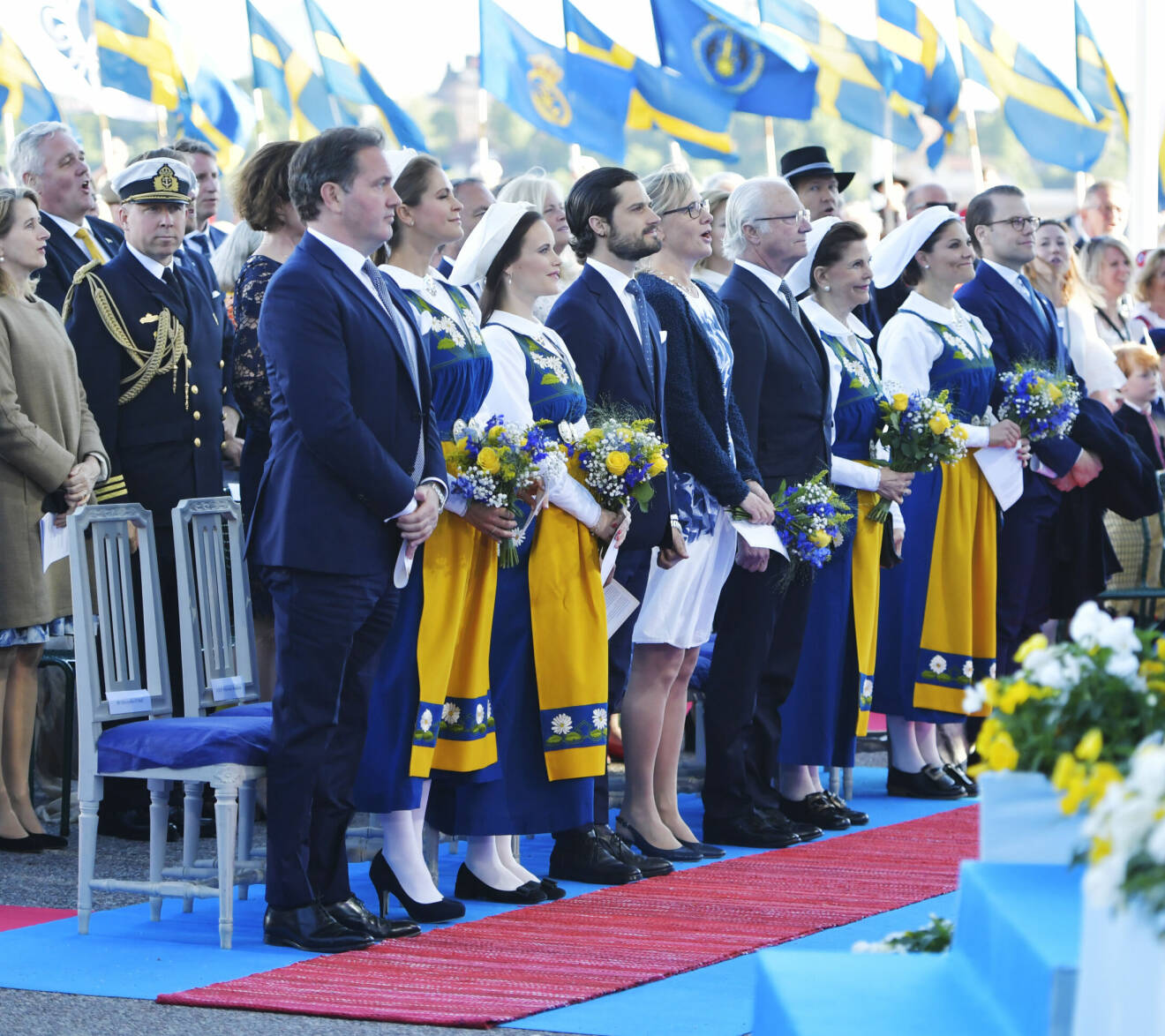 Chris O’Neill och kungafamiljen vid nationaldagsfirandet på Skansen 2017