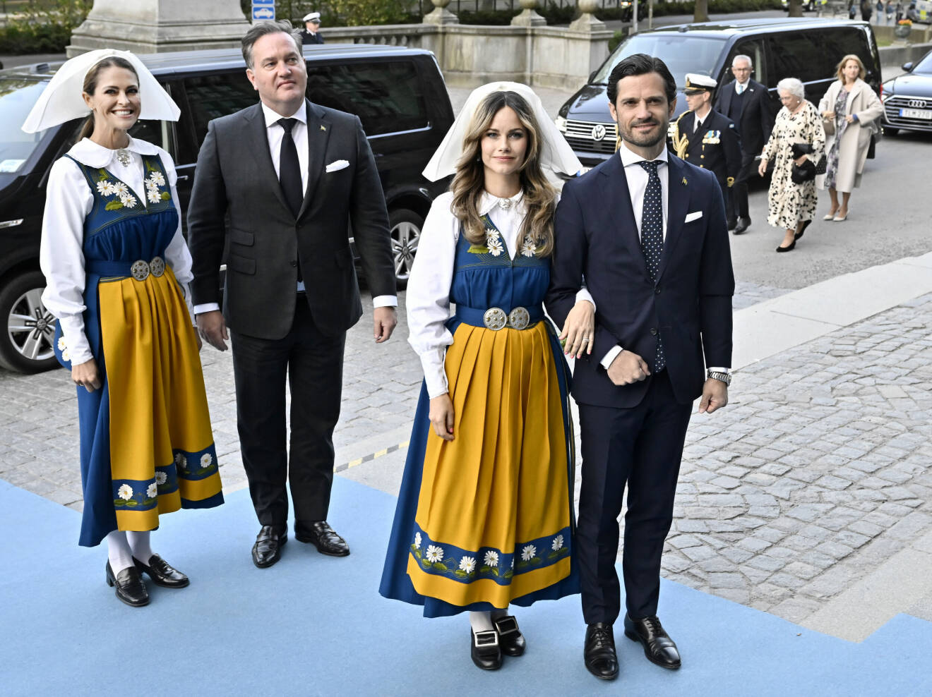 Madeleine, Chris, prinsessan Sofia och prins Carl Philip vid nationaldagsfirandet på Nordiska museet 2023