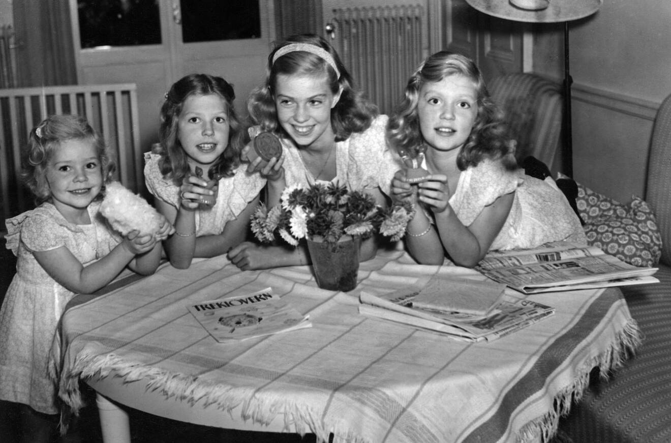 Hagasessorna, Christina, Désirée, Margaretha och Birgitta 1947