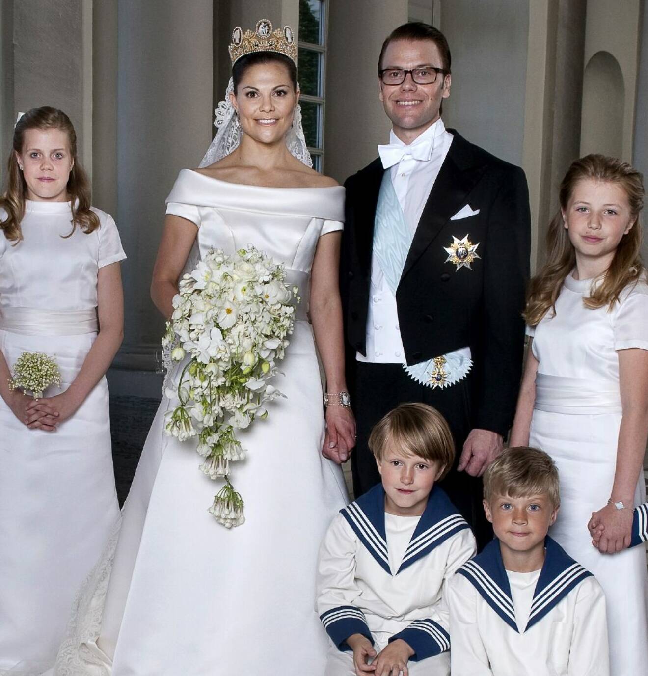 Madeleine von Dincklage och Hedvig Blom i brudnäbbet på kronprinsessan Victorias och prins Daniels bröllop 2010 tillsammans med Leo Sommerlath och Ian De Geer