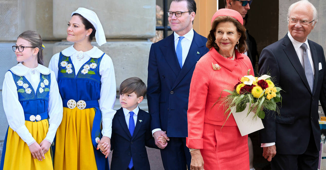 Kronprinsessan Victoria med familj, kungen och drottningen