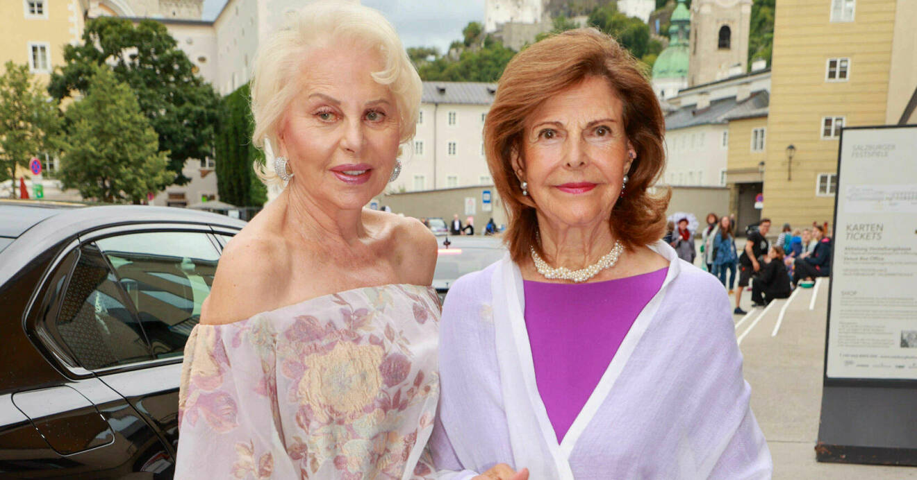 Eva O'Neill och drottning Silvia på Salzburg festival