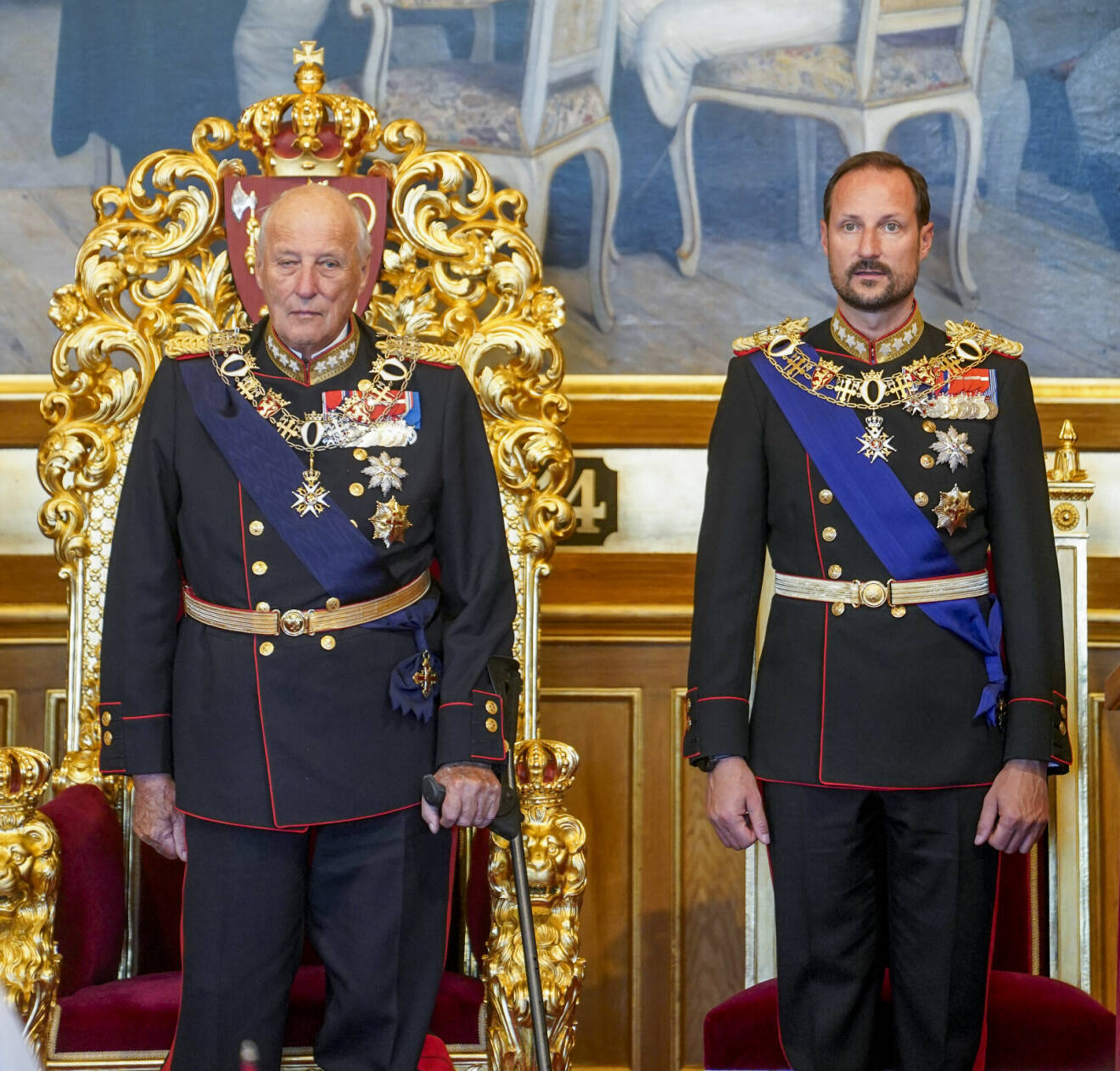Kung Harald och kronprins Haakon under norska Stortingets öppnande 2023