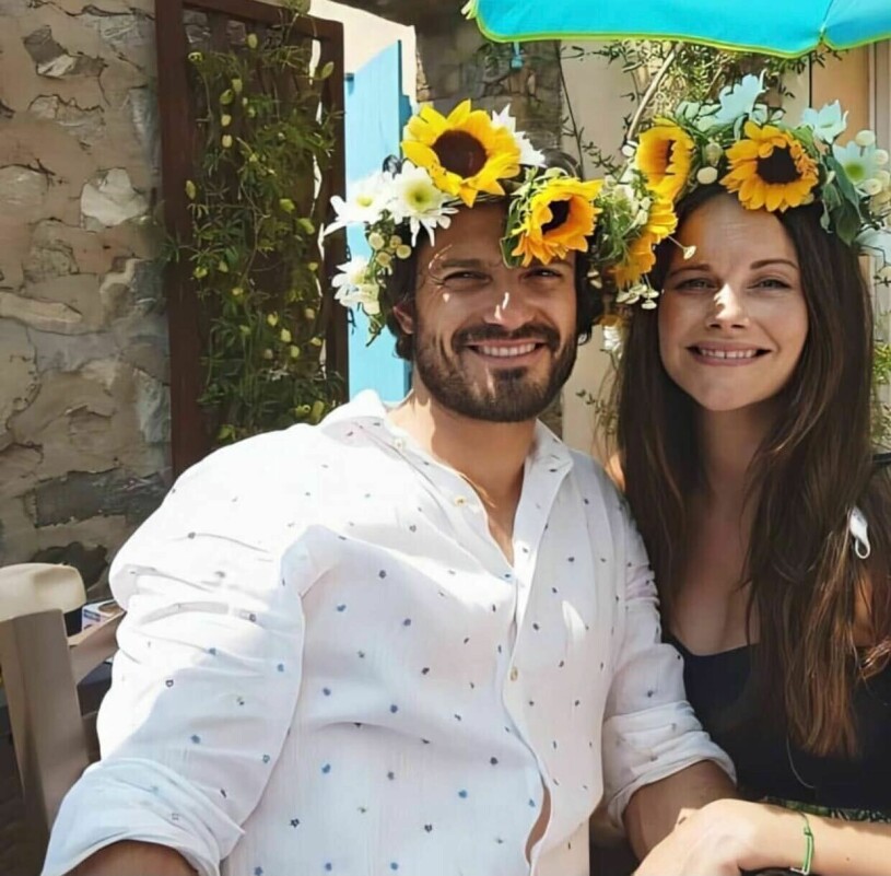 Prins Carl Philip och prinsessan Sofia i solen på Villa Mirage.. Prins Carl Philip och prinsessan Sofia