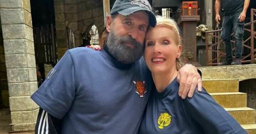 Peter Stormare och Gunilla Persson under inspelningen av Fångarna på fortet. Peter Stormare och Gunilla Persson