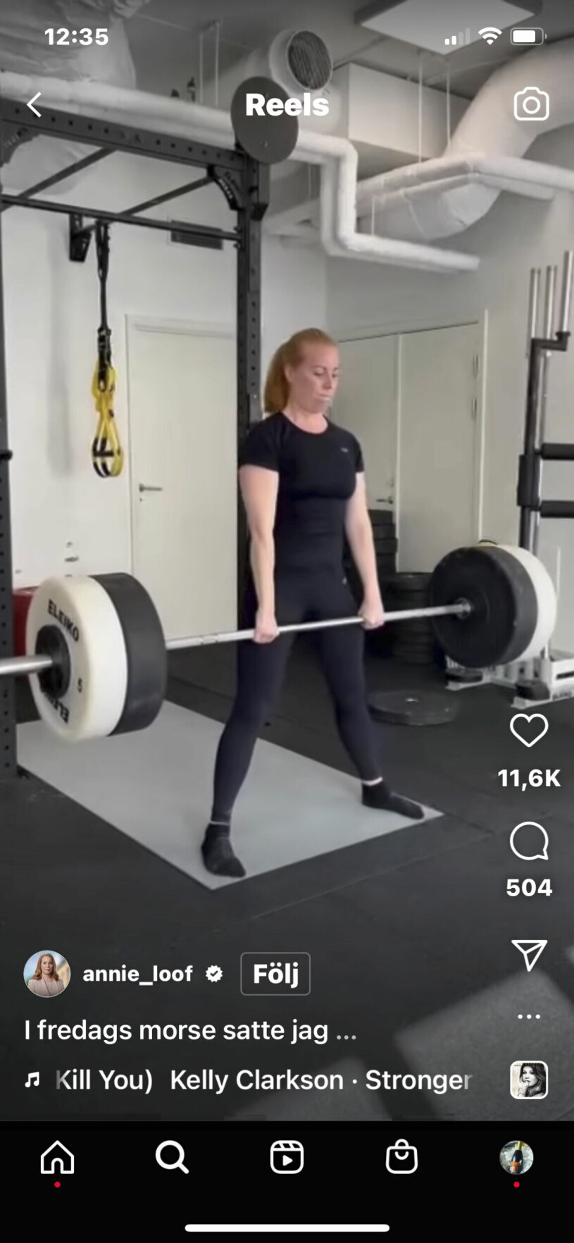 Annie slog nyligen sitt eget personbästa i marklyft.