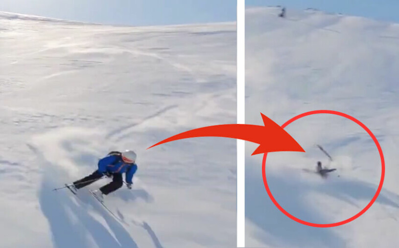 Filmklippet visar hur Norges framtida drottning kör omkull i mycket hög fart.