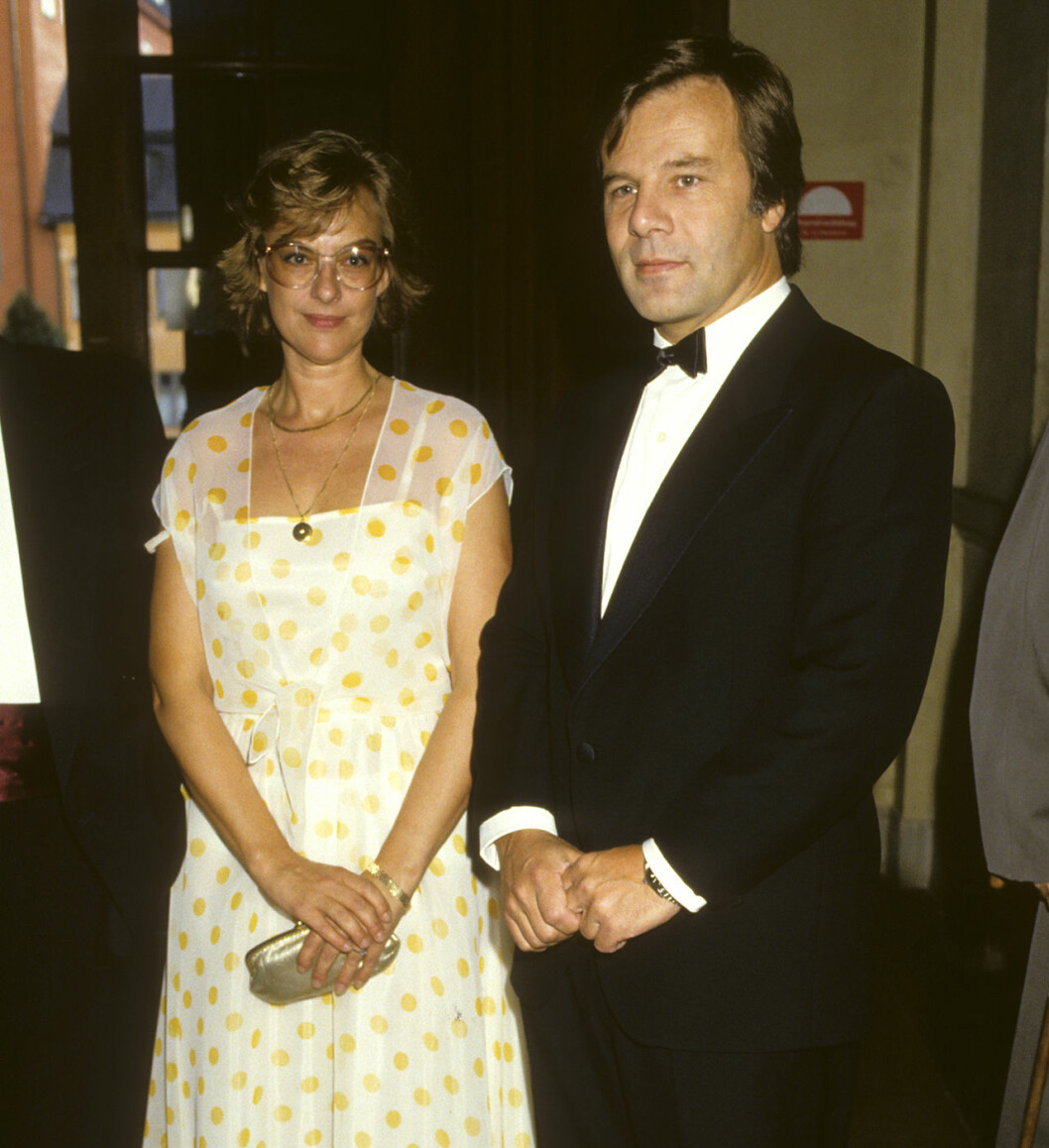 Jan Guillou tillsammans med ex-sambon Marina Stragh, 1984.