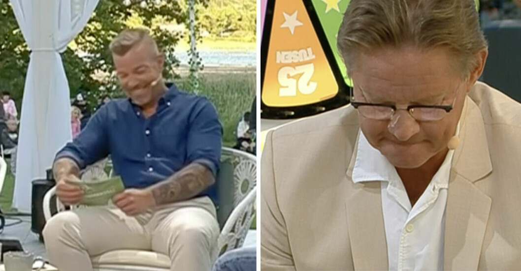 Janebrinks passning till Mikael "Soldoktorn" Sandström - mitt i direktsändning