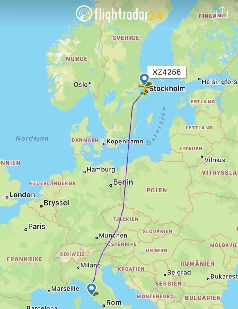 Flyget med helgens bröllopsgäster.