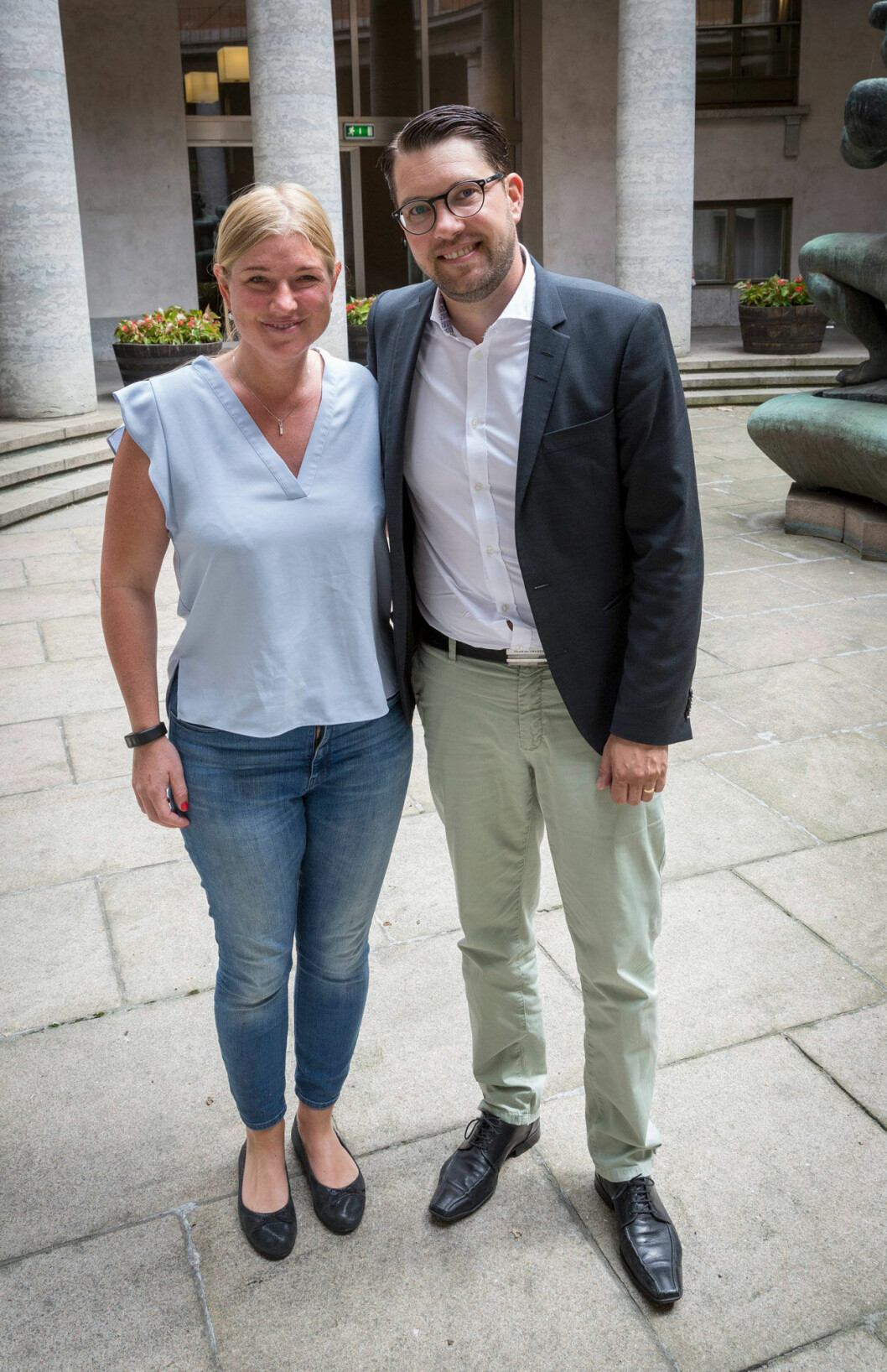 Jimmie Åkesson och reporter Anna von Koch. Jimmie Åkesson och reporter Anna von Koch.
