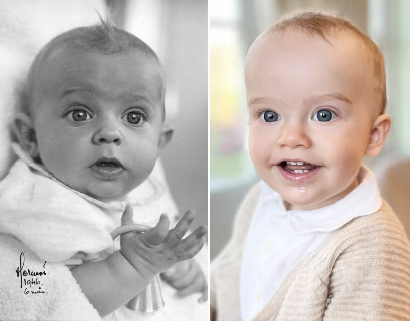 Kungen 6 månader – och prins Julian 1 år. Prins Julian ett år och kungen som lillprins