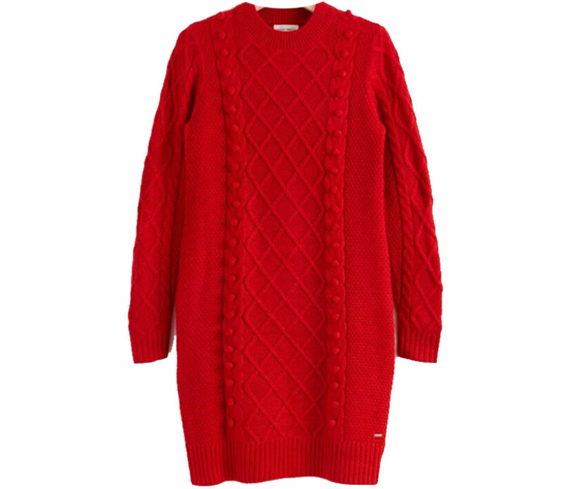 kabelstickad klänning lindex