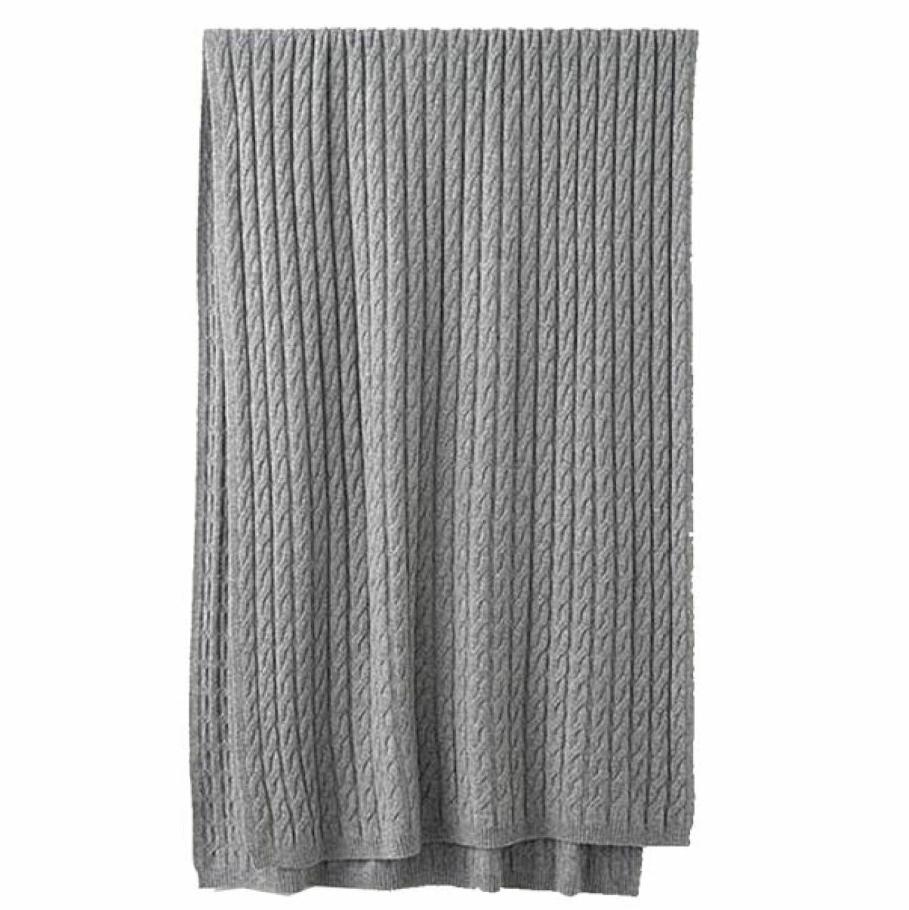 kabelstickad grå scarf i kashmir