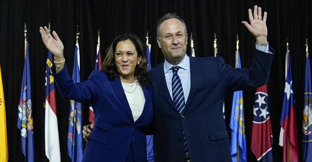 Kamala Harris och Joe Bidens första framträdande tillsammans, i Wilmington, Delaware, Bidens hemstad.