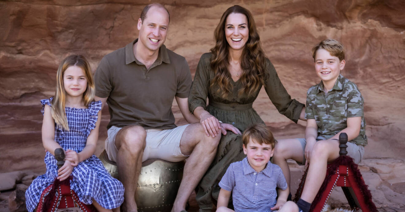 Prinsessan Charlotte, prins Willia, prinsessan Kate, prins George och prins Louis