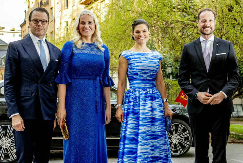 Kronprinsessan Mette-Marit och kronprins Haakon, och kronprinsessan Victoria och prins Daniel i Sverige i maj