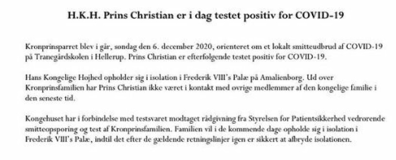 Kommunikén från danska hovet.