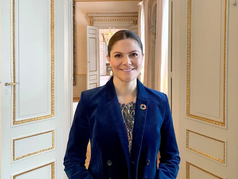 Dagens rykande färska hemma hos-bild från Haga: Kronprinsessan vid EU-projektet DUNC:s digitala konferens på temat hållbar turism. Kronprinsessan Victoria Haga slott